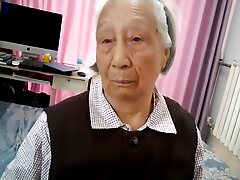 Elderly Japanese Grandma Gets Licked